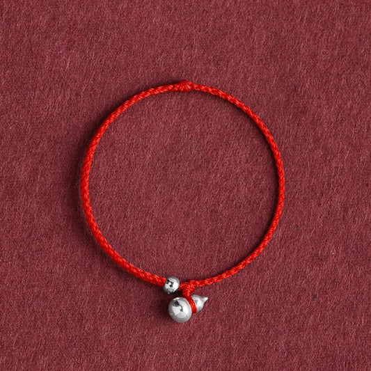 Wear FengShui 925 Sterling Silver Gourd Lucky Fortune Charm String Connection Bracelet