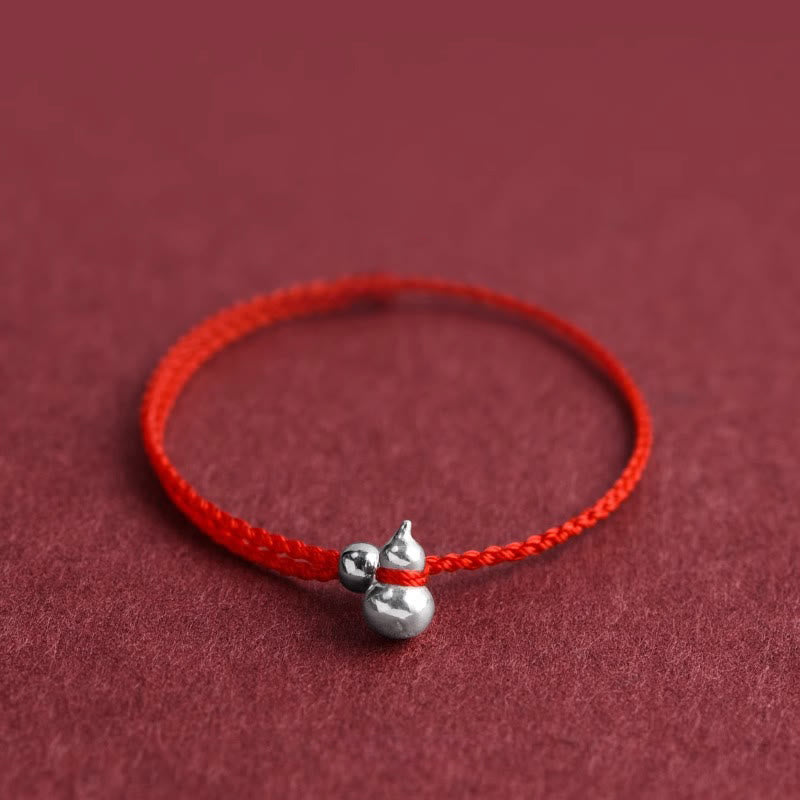 Wear FengShui 925 Sterling Silver Gourd Lucky Fortune Charm String Connection Bracelet