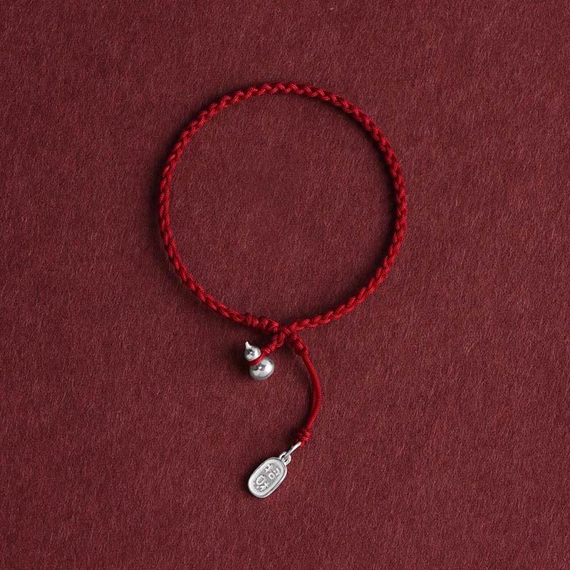 Wear FengShui 925 Sterling Silver Gourd Lucky Fortune Charm String Connection Bracelet