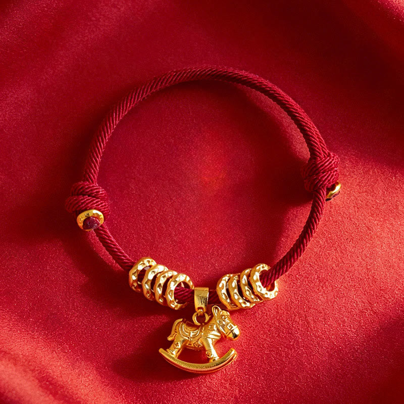 Wear FengShui Year Of The Horse Simple Horse Circle Charm Rope Faith Bracelet