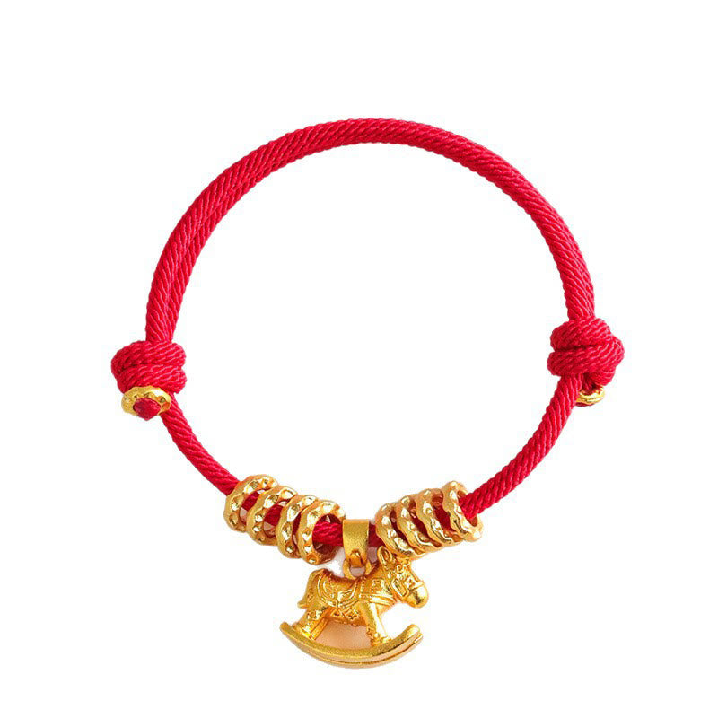 Wear FengShui Year Of The Horse Simple Horse Circle Charm Rope Faith Bracelet