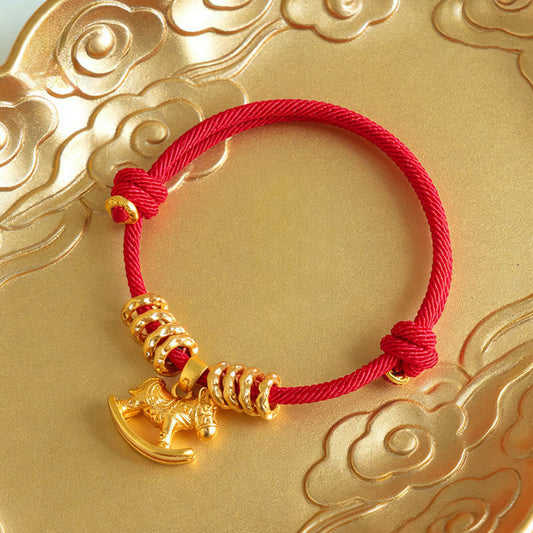 Wear FengShui Year Of The Horse Simple Horse Circle Charm Rope Faith Bracelet
