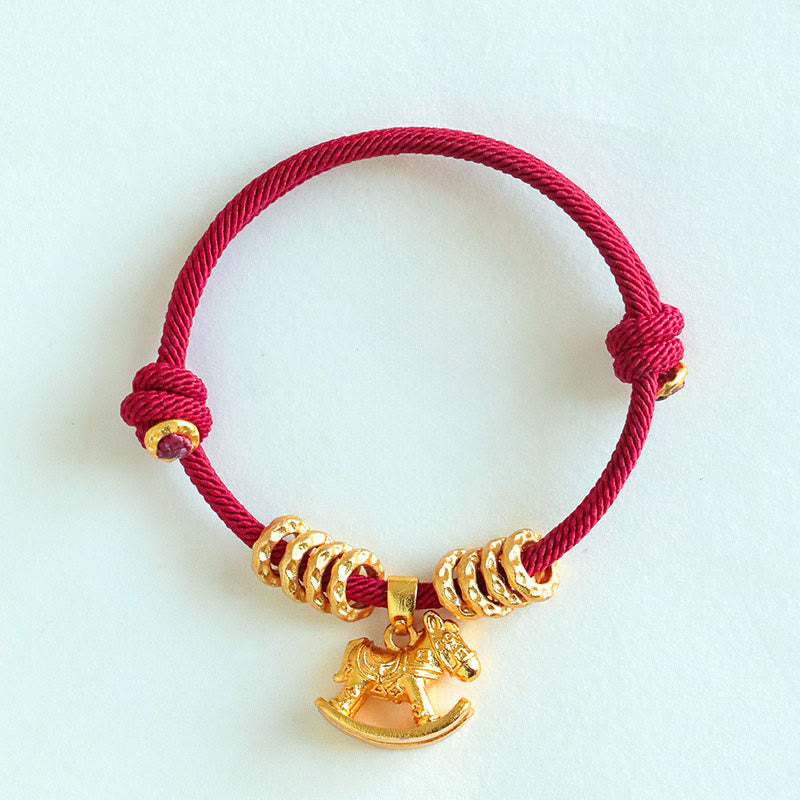 Wear FengShui Year Of The Horse Simple Horse Circle Charm Rope Faith Bracelet