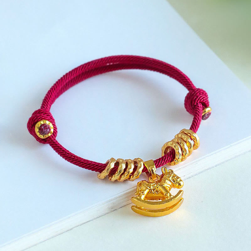 Wear FengShui Year Of The Horse Simple Horse Circle Charm Rope Faith Bracelet