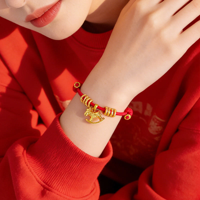 Wear FengShui Year Of The Horse Simple Horse Circle Charm Rope Faith Bracelet