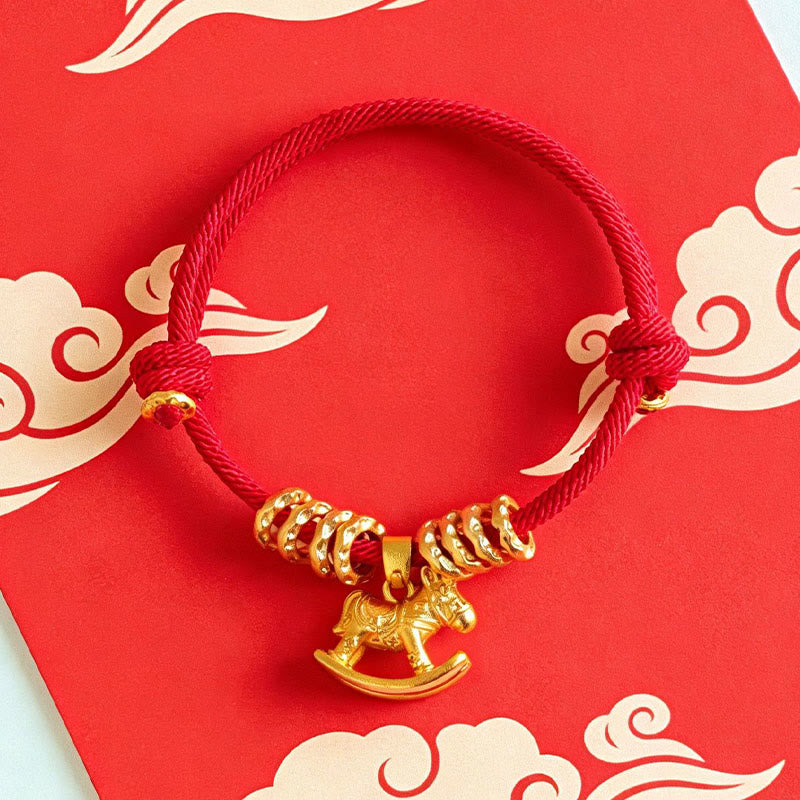 Wear FengShui Year Of The Horse Simple Horse Circle Charm Rope Faith Bracelet