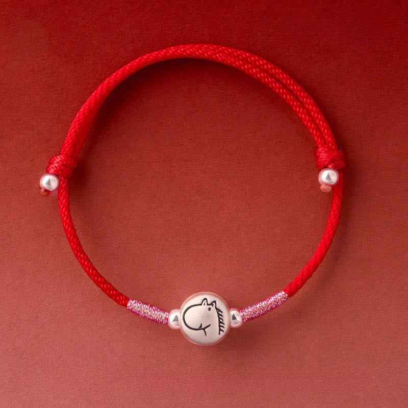Wear FengShui Year of the Horse 999 Sterling Silver Red String Luck Bracelet
