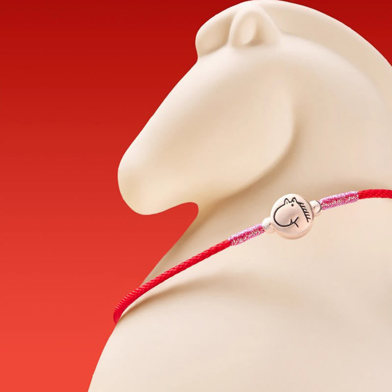 Wear FengShui Year of the Horse 999 Sterling Silver Red String Luck Bracelet