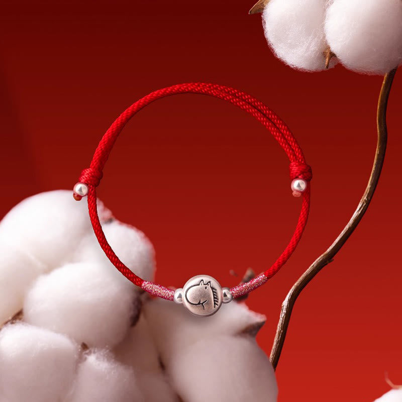 Wear FengShui Year of the Horse 999 Sterling Silver Red String Luck Bracelet