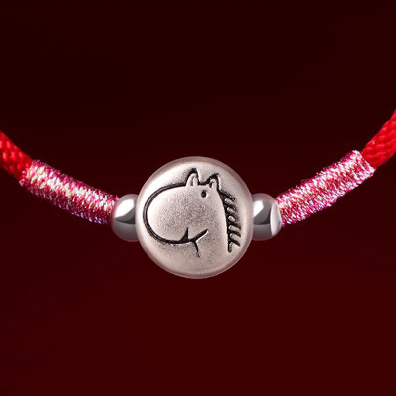Wear FengShui Year of the Horse 999 Sterling Silver Red String Luck Bracelet