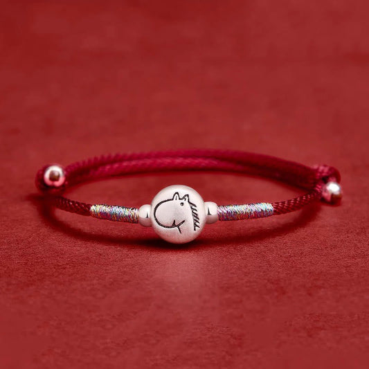 Wear FengShui Year of the Horse 999 Sterling Silver Red String Luck Bracelet