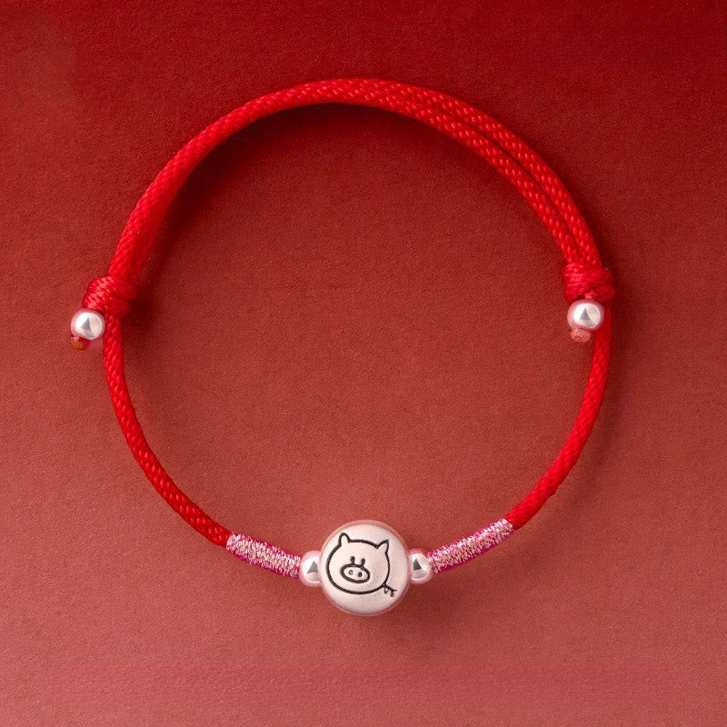 Wear FengShui Year of the Horse 999 Sterling Silver Red String Luck Bracelet