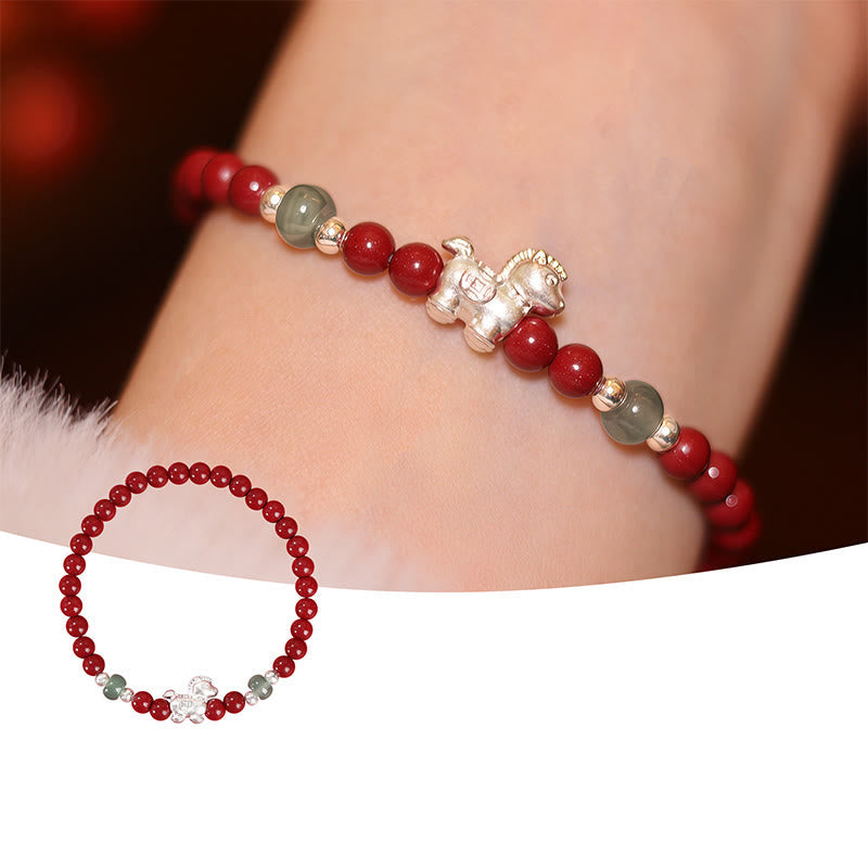 Wear FengShui Year of the Horse Cinnabar Jade Red String Blessing Bracelet