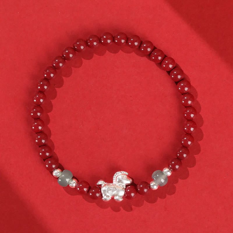 Wear FengShui Year of the Horse Cinnabar Jade Red String Blessing Bracelet