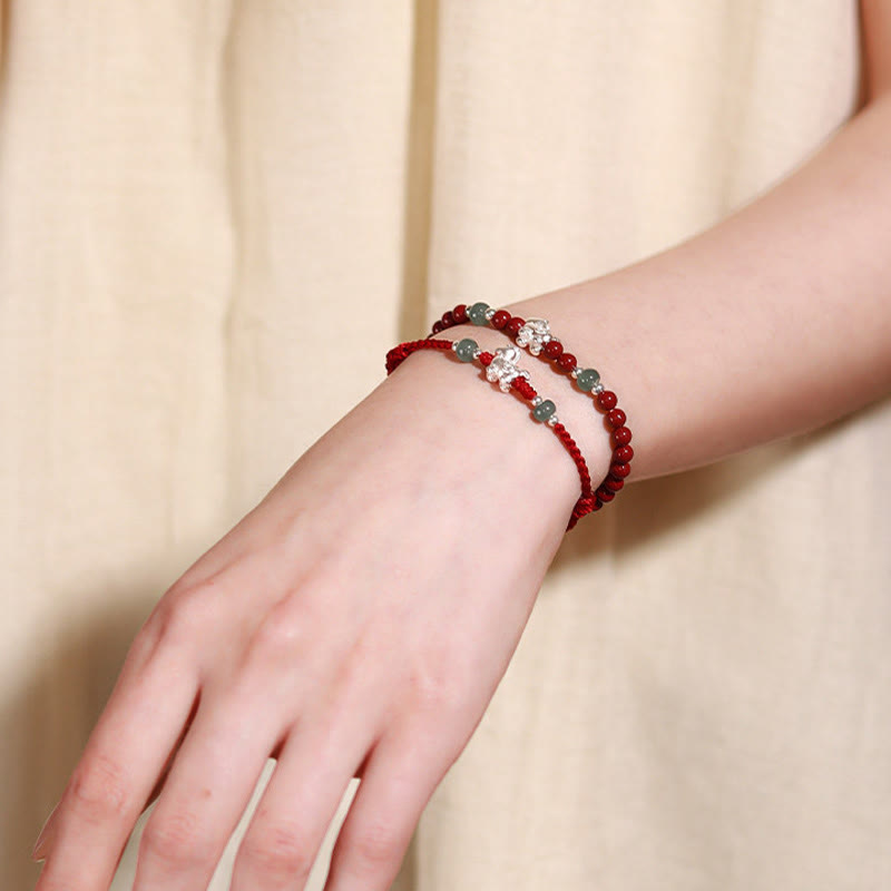 Wear FengShui Year of the Horse Cinnabar Jade Red String Blessing Bracelet