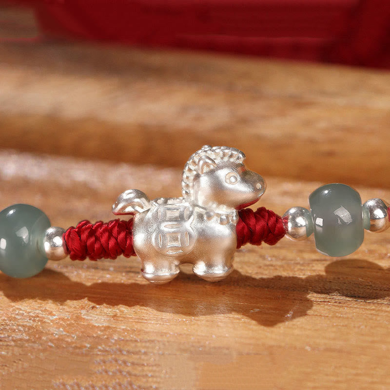 Wear FengShui Year of the Horse Cinnabar Jade Red String Blessing Bracelet