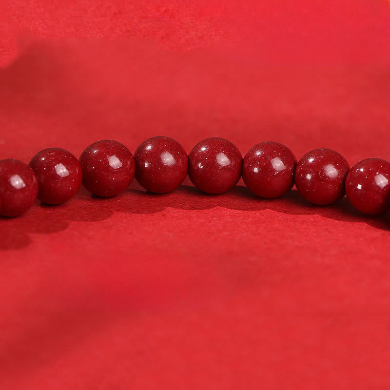 Buddha Stones Year Of The Horse Red Agate 999 Sterling Silver Cinnabar Calm Bracelet