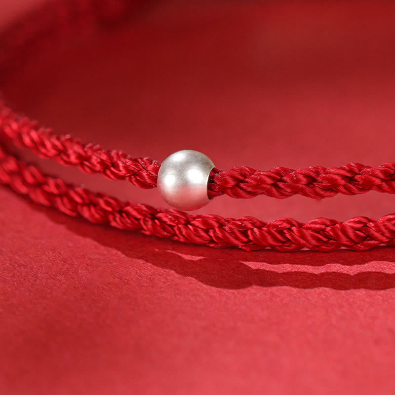 Wear FengShui Year Of The Horse Cinnabar Hetian Jade 999 Sterling Silver Red String Concentration Bracelet