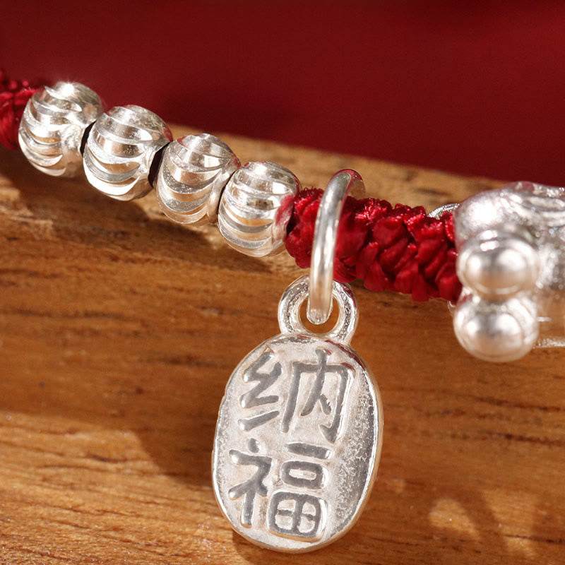 Wear FengShui Year Of The Horse Cinnabar Hetian Jade 999 Sterling Silver Red String Concentration Bracelet