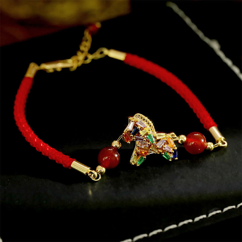 Wear FengShui Year Of The Horse Copper Red Agate Balance Bracelet