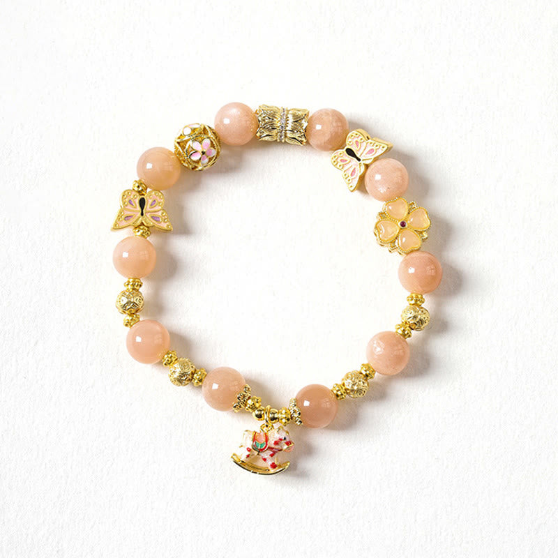 Wear FengShui Year Of The Horse South Red Agate Sun Stone Tourmaline Success Bracelet