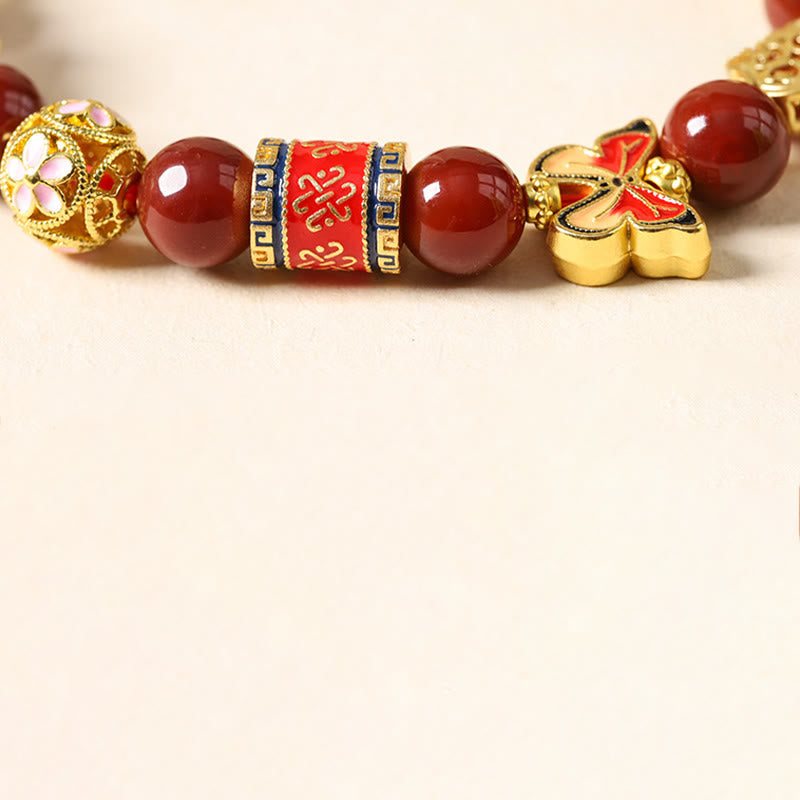 Wear FengShui Year Of The Horse South Red Agate Sun Stone Tourmaline Success Bracelet