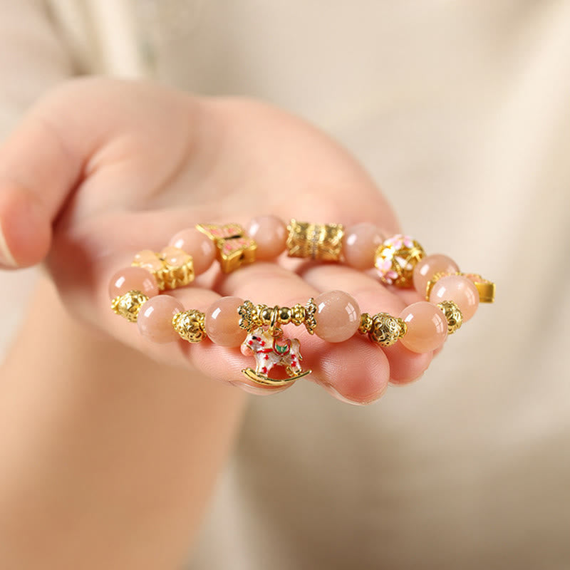 Wear FengShui Year Of The Horse South Red Agate Sun Stone Tourmaline Success Bracelet