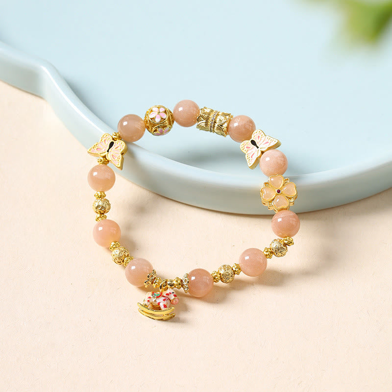 Wear FengShui Year Of The Horse South Red Agate Sun Stone Tourmaline Success Bracelet