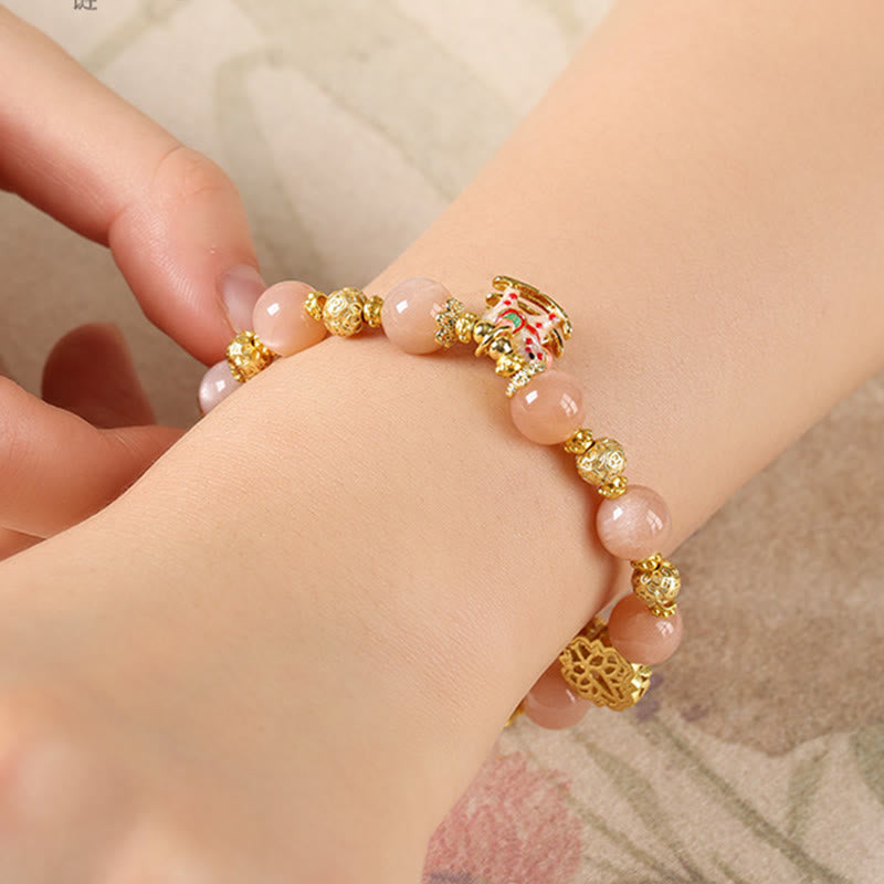 Wear FengShui Year Of The Horse South Red Agate Sun Stone Tourmaline Success Bracelet