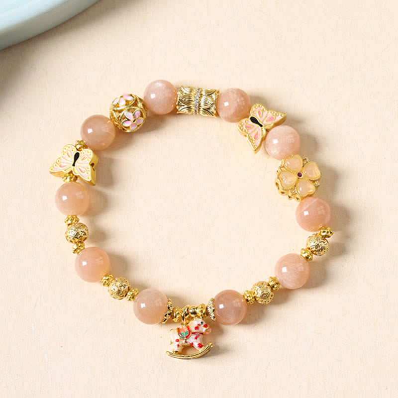 Wear FengShui Year Of The Horse South Red Agate Sun Stone Tourmaline Success Bracelet