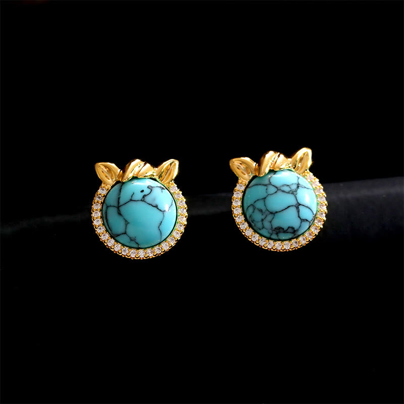 Wear FengShui Horse-Ear Shaped Copper Turquoise Balance Earrings