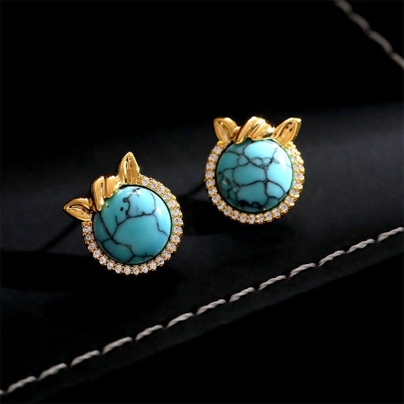 Wear FengShui Horse-Ear Shaped Copper Turquoise Balance Earrings