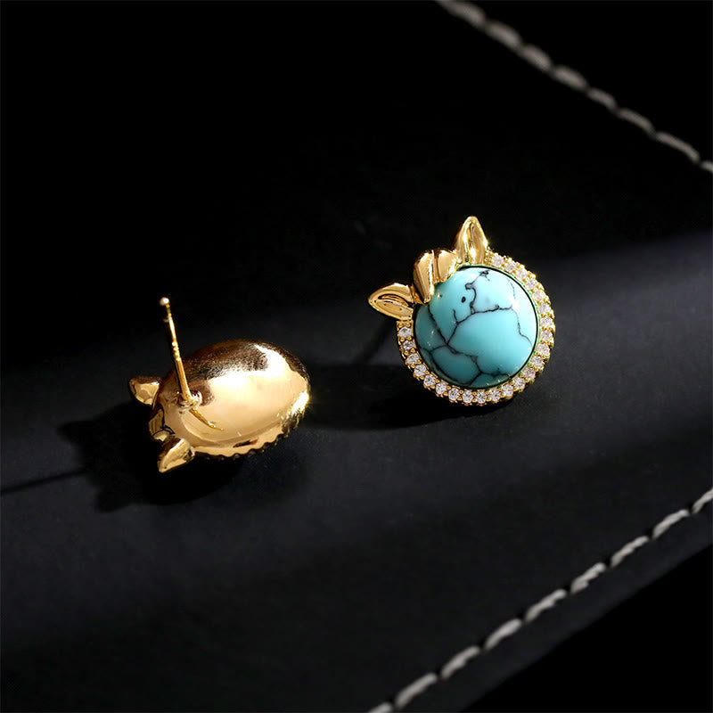 Wear FengShui Horse-Ear Shaped Copper Turquoise Balance Earrings