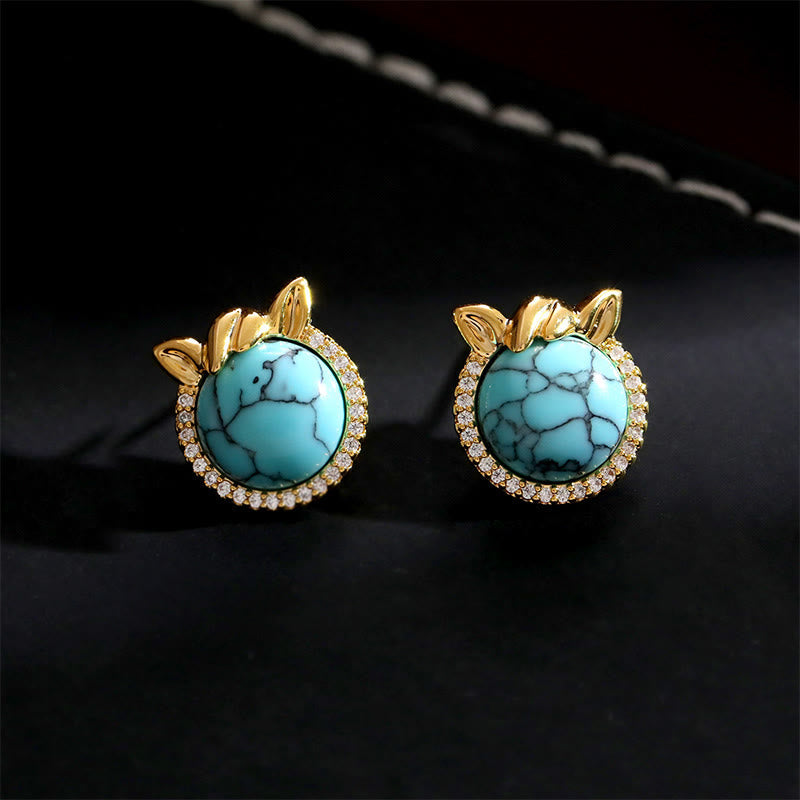Wear FengShui Horse-Ear Shaped Copper Turquoise Balance Earrings