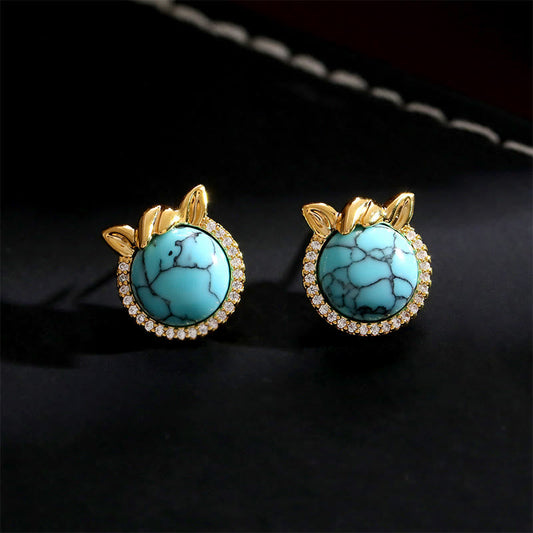 Wear FengShui Horse-Ear Shaped Copper Turquoise Balance Earrings