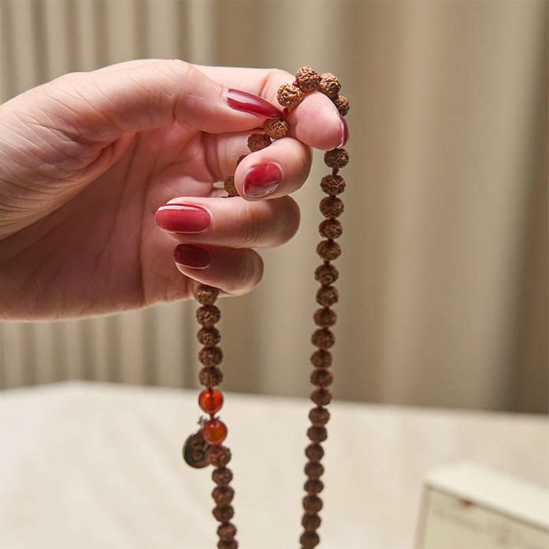 Wear FengShui Tibetan 108 Beads Bodhi Seed Om Symbol Charm Tassel Wealth Auspiciousness Mala