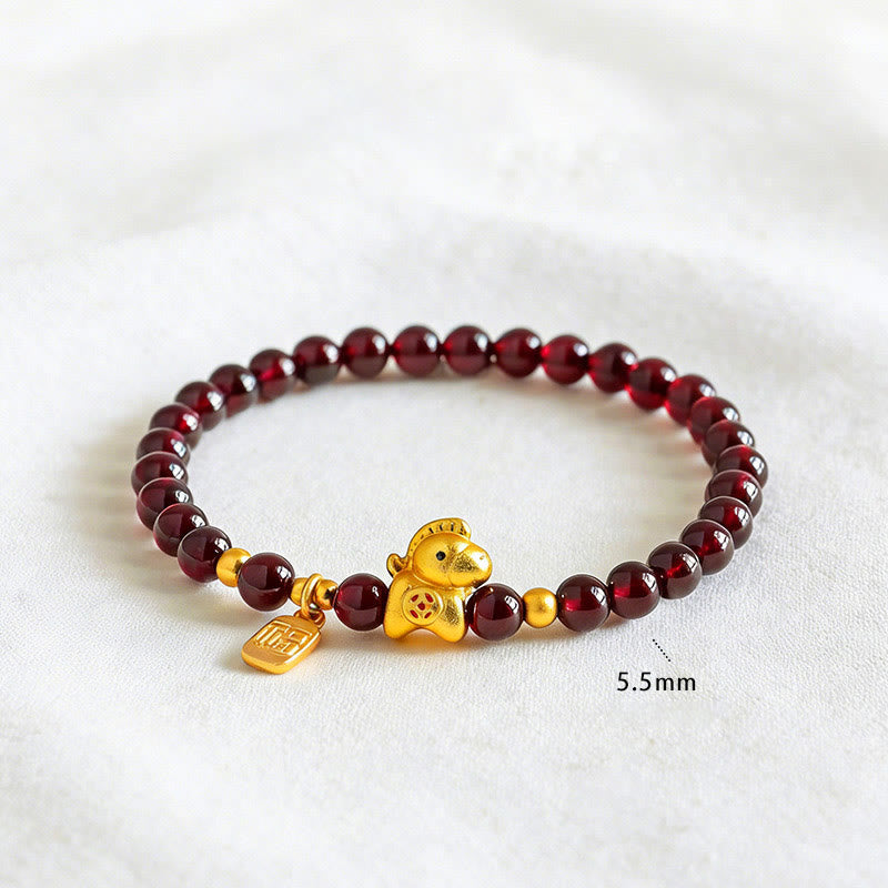 Wear FengShui Year Of The Horse Garnet Fu Character Protection Bracelet