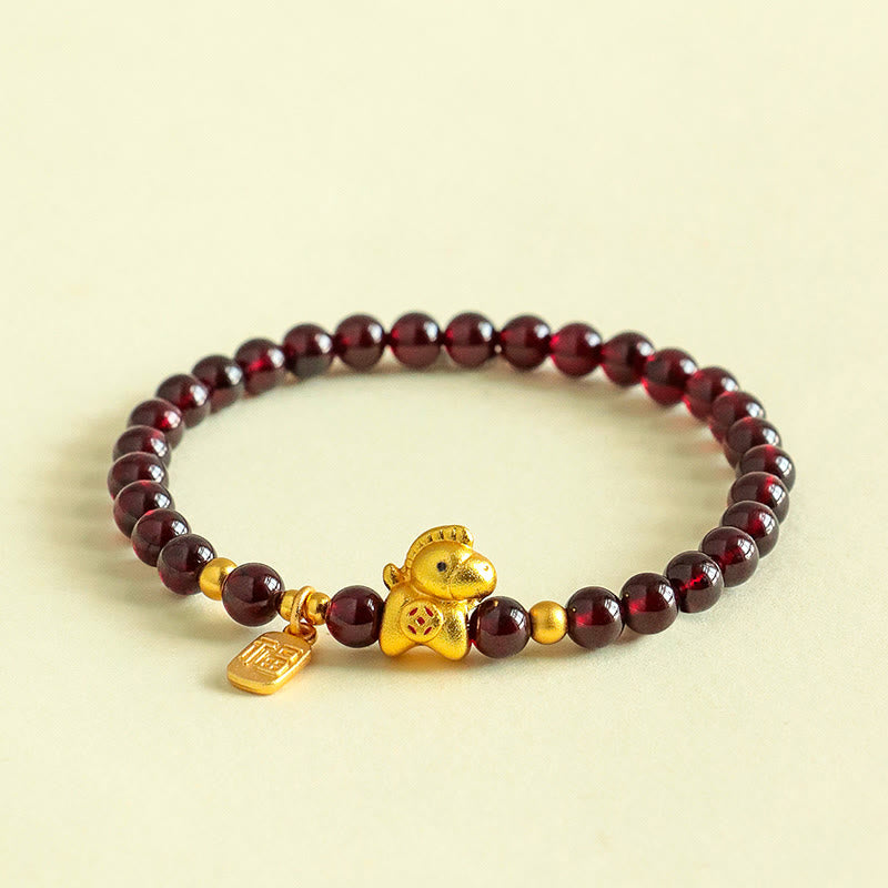 Wear FengShui Year Of The Horse Garnet Fu Character Protection Bracelet