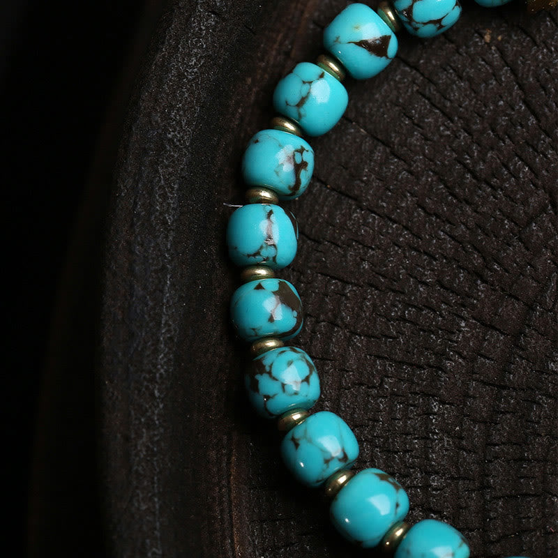 Wear FengShui Thangka Gau Amulet Box Turquoise Fu Character Protection Bracelet