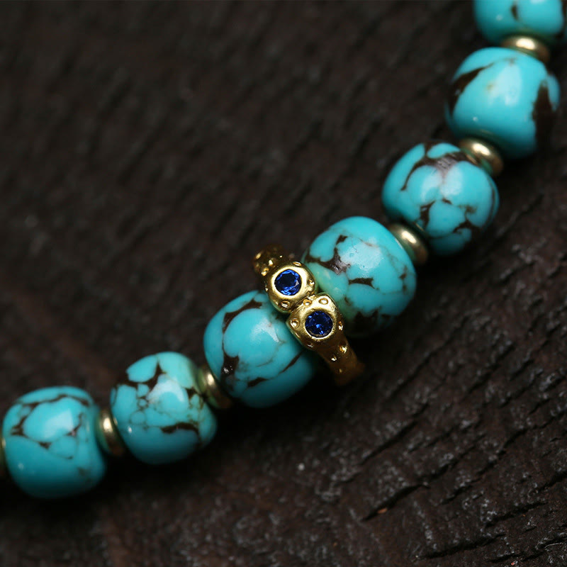 Wear FengShui Thangka Gau Amulet Box Turquoise Fu Character Protection Bracelet