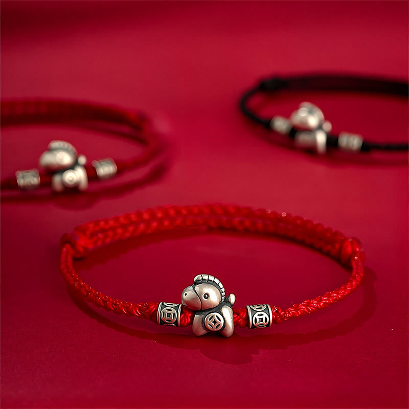 Wear FengShui Year of the Horse 999 Sterling Silver String Braided Protection Bracelet