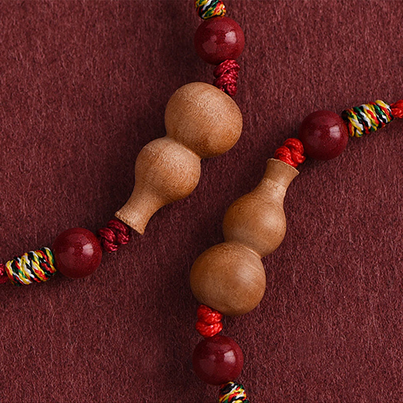 Wear FengShui Gourd Peach Wood Rope Adjustable Wealth Luck Bracelet