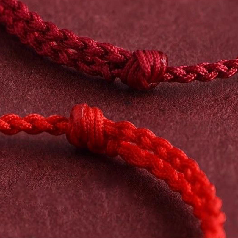Wear FengShui Carved Auspicious Pattern Natural Peach Wood Rope Luck Bracelet