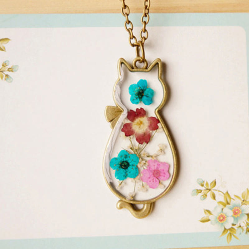 Wear FengShui Handcrafted Resin Dripping Cute Cat Copper Luck Healing Necklace Pendant