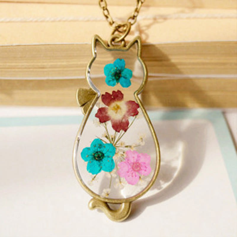 Wear FengShui Handcrafted Resin Dripping Cute Cat Copper Luck Healing Necklace Pendant