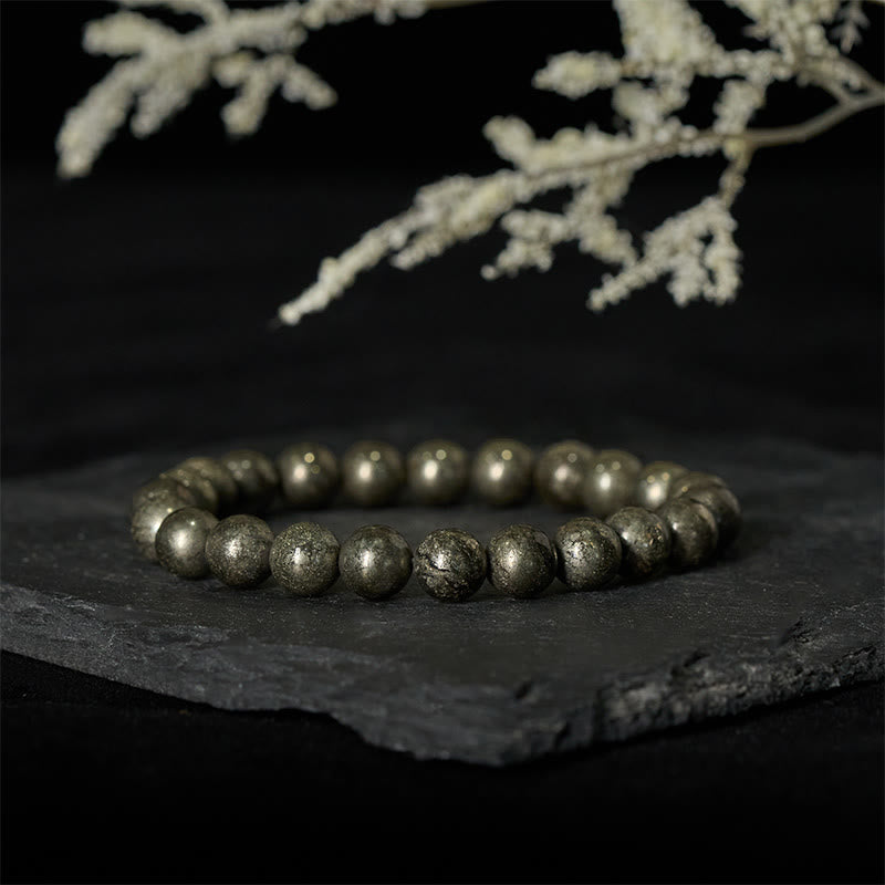 Wear FengShui Pyrite Round Beads Confidence Abundance Bracelet
