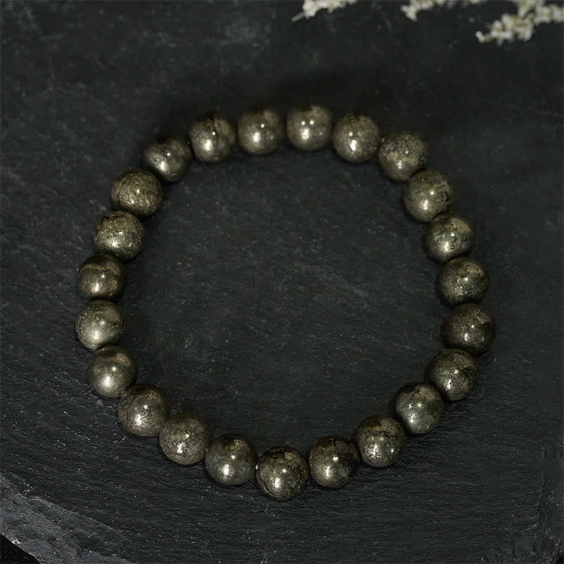 Wear FengShui Pyrite Round Beads Confidence Abundance Bracelet