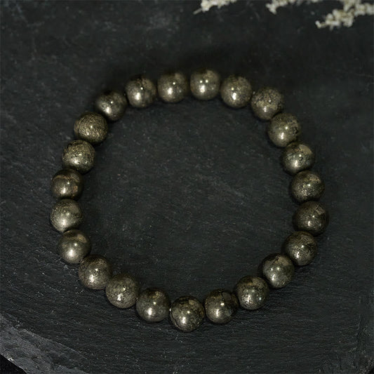 Wear FengShui Pyrite Round Beads Confidence Abundance Bracelet