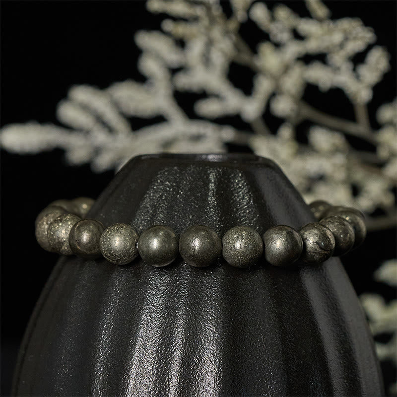 Wear FengShui Pyrite Round Beads Confidence Abundance Bracelet