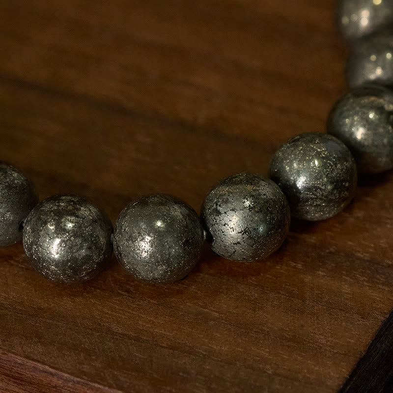 Wear FengShui Pyrite Round Beads Confidence Abundance Bracelet